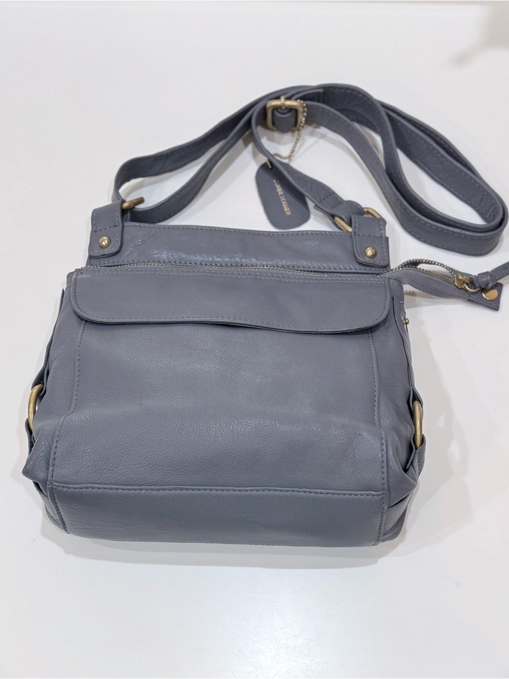 GALW - Great American Leather WorkCrossbody Bag in BlueGray - Classic Organizer